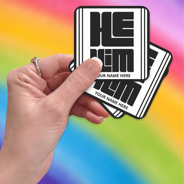 He Him Big Bold Pronouns  Square Sticker (Creator Uploaded)