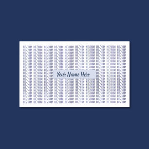 He Him Gender Pronouns in Blue Repeat Rectangular Sticker
