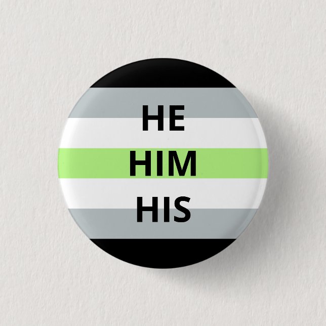 He/Him/His Pronouns Agender Badge (Front)