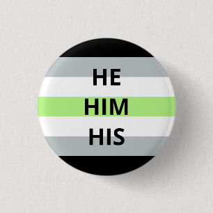 He/Him/His Pronouns Agender Badge