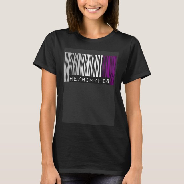 He Him His Pronouns Asexual Pride Flag Barcode Aes T-Shirt (Front)