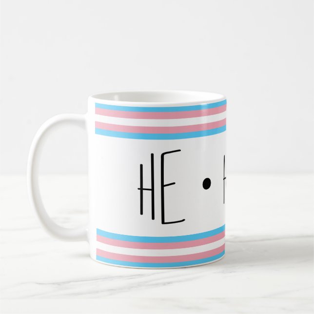 He/Him/His Pronouns Transgender Coffee Mug (Left)