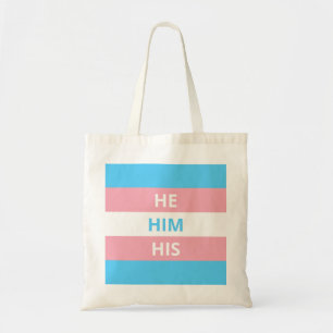He/Him/His Pronouns Transgender Flag Budget Tote Bag