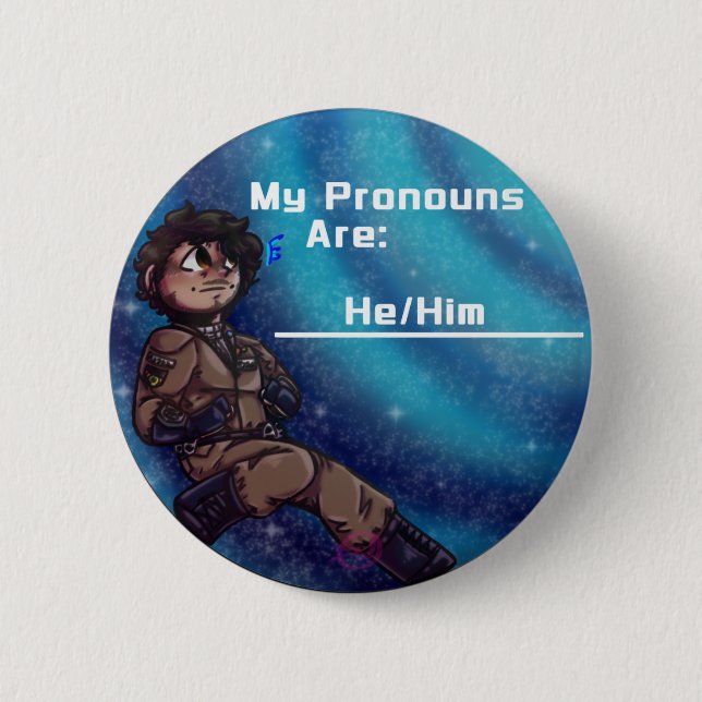 He/Him Markiplier Head Engineer! Mark Pronoun Pin (Front)