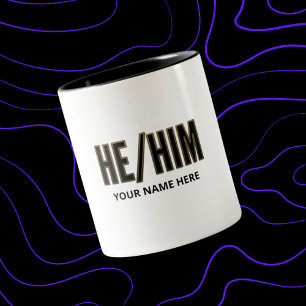 He Him Personaliized Two-Tone Coffee Mug