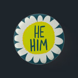 HE / HIM Pronouns Flower Pride Handlettered  3 Cm Round Badge<br><div class="desc">Decorate your outfit with this cool art button. Makes a great  gift! You can customise it and add text too. Check my shop for lots more colours and patterns! Let me know if you'd like something custom too.</div>