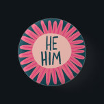 HE / HIM Pronouns Flower Pride Handlettered  3 Cm Round Badge<br><div class="desc">Decorate your outfit with this cool art button. Makes a great  gift! You can customise it and add text too. Check my shop for lots more colours and patterns! Let me know if you'd like something custom too.</div>
