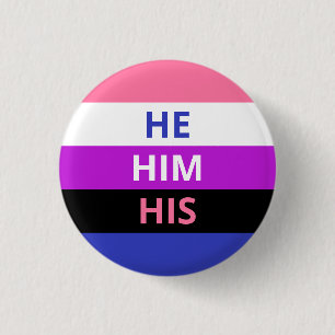 He/Him Pronouns Genderfluid Flag Badge