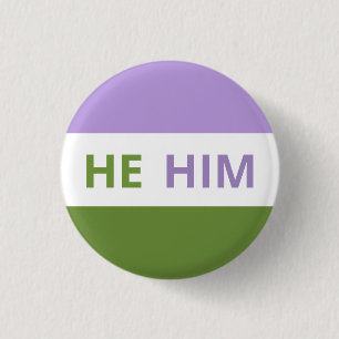 He/Him Pronouns Genderqueer Flag Badge
