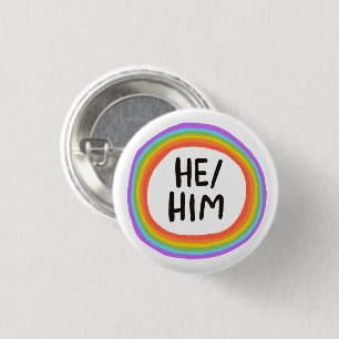 HE/HIM Pronouns Rainbow Circle 3 Cm Round Badge