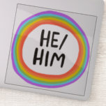 HE/HIM Pronouns Rainbow Circle  Handlettering<br><div class="desc">I love stickers! What about you? Check out my shop for more rainbows,  butterflies,  birds and lots more!</div>