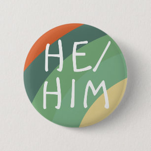 HE/HIM Pronouns Rainbow Stripes Retro 6 Cm Round Badge