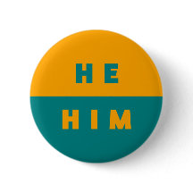 He/Him Pronouns Teal Orange Colourful