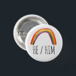 HE/HIM Pronouns Watercolor Rainbow 3 Cm Round Badge<br><div class="desc">Decorate your outfit with this cool art button. You can customise it and add text too. Check my shop for lots more colours and patterns! Let me know if you'd like something custom too.</div>