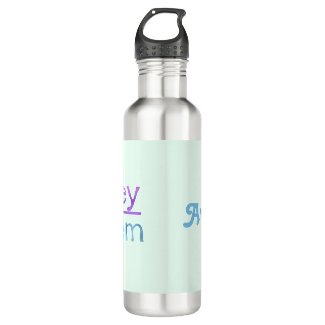 He him pronouns | your name | colourful  710 ml water bottle (Front)