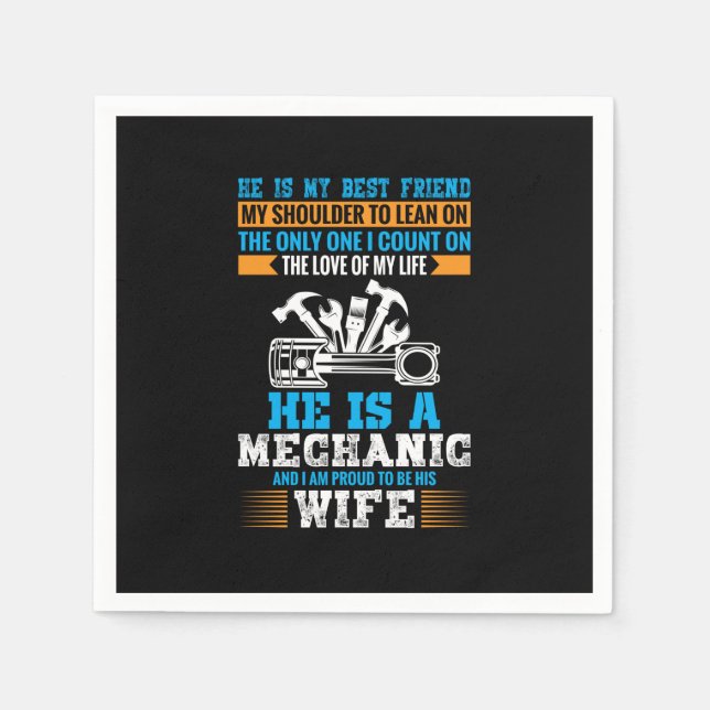 He Is A Mechanic Napkin (Front)