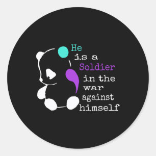 He Is A Soldier Semicolon Gift Suicide Prevention Classic Round Sticker