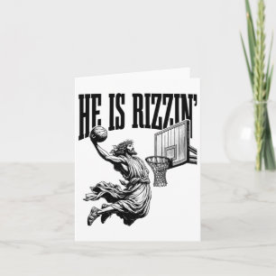 He Is Basketball Rizzin Shirt Easter Christian Card
