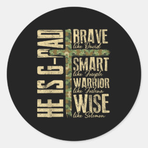 He Is G-dad Camo Religious Father's Day Christian  Classic Round Sticker