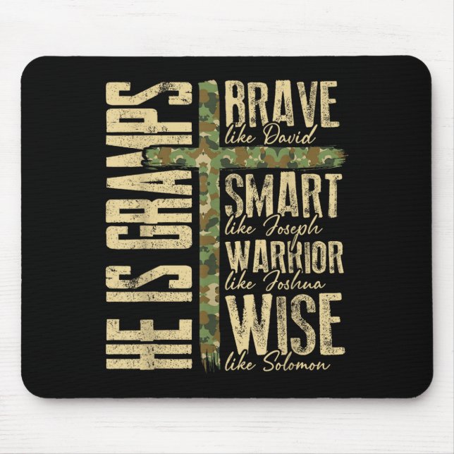 He Is Gramps Camo Religious Father's Day Christian Mouse Mat (Front)