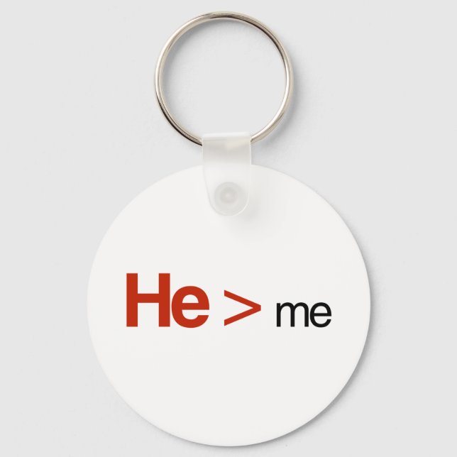 He is greater than me key ring (Front)
