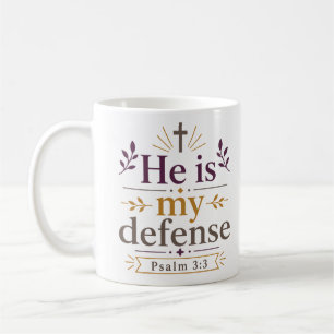 He Is My Defence Scripture Encouragement Quote Coffee Mug