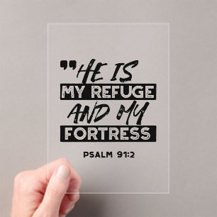 He Is My Refuge and My Fortress – Psalm 91:2 Bible Acrylic Invitations