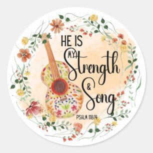 He is My Strength Classic Round Sticker