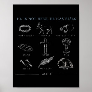 He Is Not Here He Has Risen Christian Cross Jesus Poster