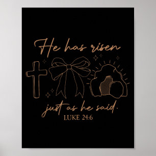 He Is Not Here He Has Risen Christian Cross Jesus  Poster