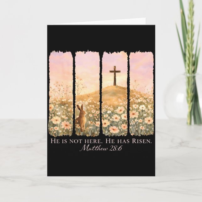 He Is Not Here He Has Risen Happy Easter Bunny Jes Card (Front)