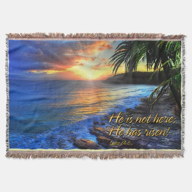 He is not here; He has risen! Throw Blanket (Front)