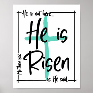He Is Not Here He Is Risen Jesus Christian Cross E Poster