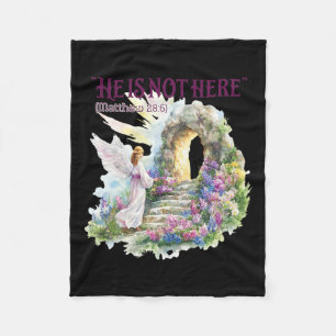 He Is Not Here - Pastel Watercolor Fleece Blanket