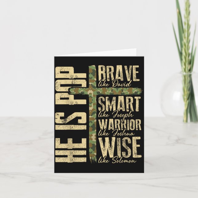 He Is P Camo Religious Father's Day Christian Dad  Card (Front)