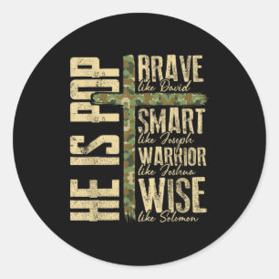 He Is P Camo Religious Father's Day Christian Dad  Classic Round Sticker
