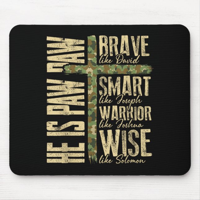 He Is Paw Paw Camo Religious Fathers Day Christian Mouse Mat (Front)