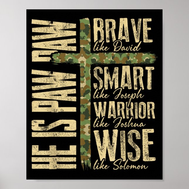 He Is Paw Paw Camo Religious Fathers Day Christian Poster (Front)