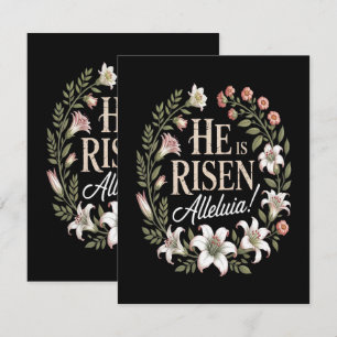 He Is Risen Alleluia Floral Christian Easter Card