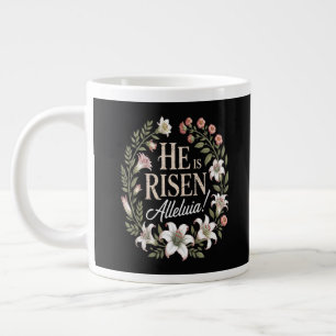 He Is Risen Alleluia Floral Christian Easter Large Coffee Mug