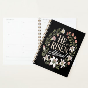 He Is Risen Alleluia Floral Christian Easter Planner