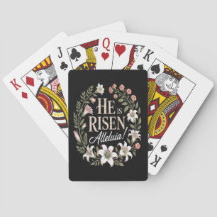 He Is Risen Alleluia Floral Christian Easter Playing Cards