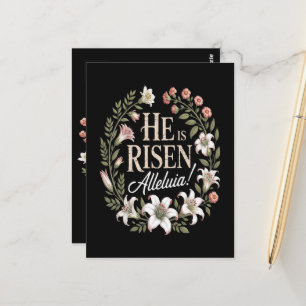 He Is Risen Alleluia Floral Christian Easter Postcard