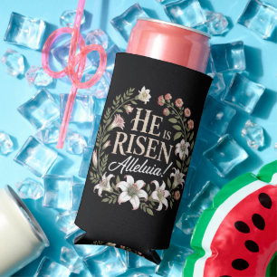 He Is Risen Alleluia Floral Christian Easter Seltzer Can Cooler