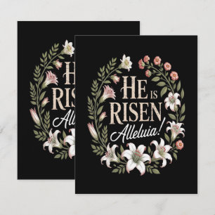 He Is Risen Alleluia Floral Christian Easter Thank You Card