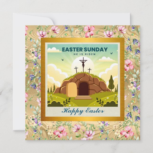 He is Risen and Celebration of Resurrection Sunday Invitation (Front)