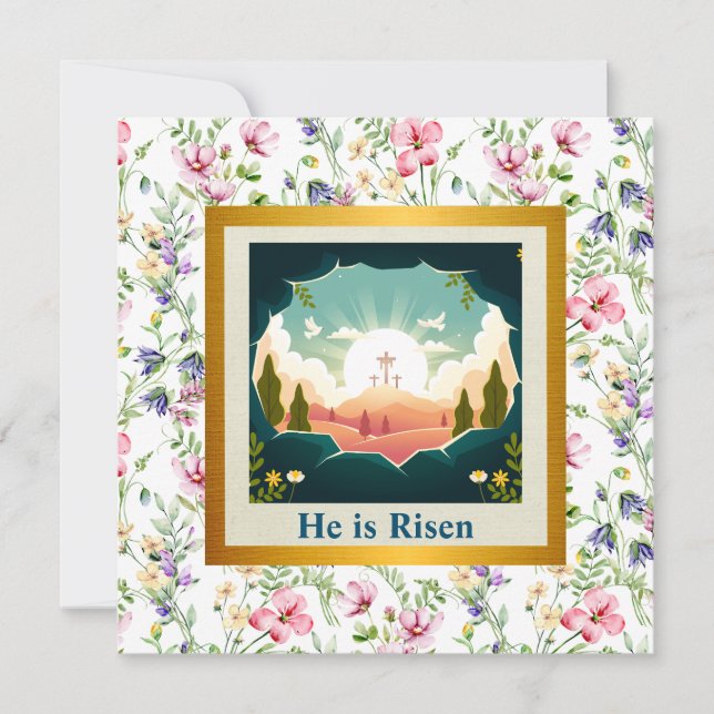 He is Risen and Celebration of Resurrection Sunday Invitation (Front)