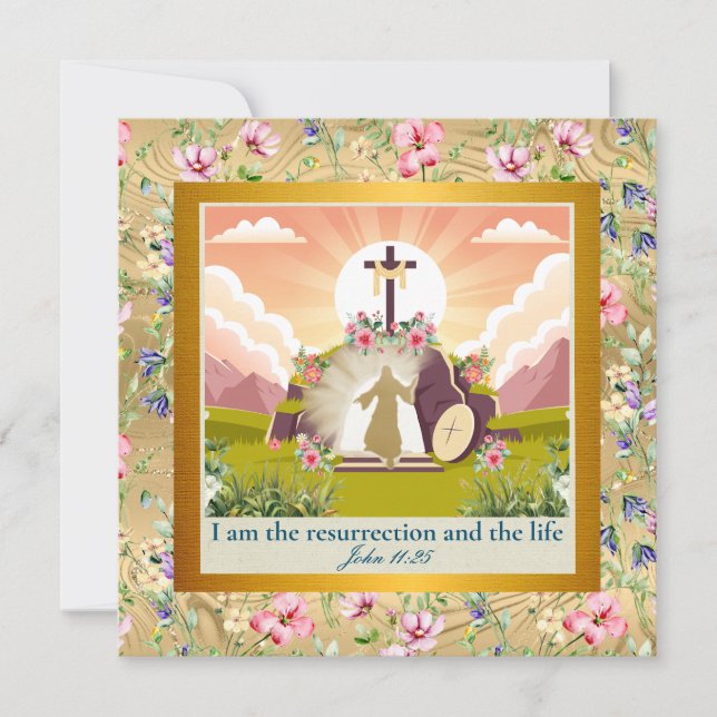 He is Risen and Celebration of Resurrection Sunday Invitation (Front)