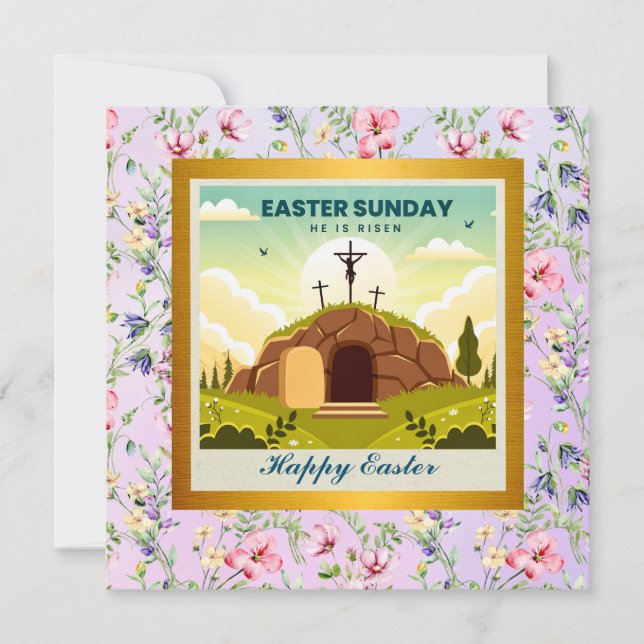 He is Risen and Celebration of Resurrection Sunday Invitation (Front)