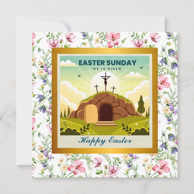 He is Risen and Celebration of Resurrection Sunday Invitation (Front)
